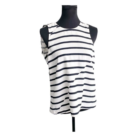 Madewell Tops - Madewell Black & Cream Asymmetrical Stripe Tank To